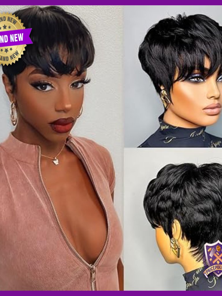 Short Blonde Pixie Cut Human Hair Wig 150% Density Glueless Lightweight